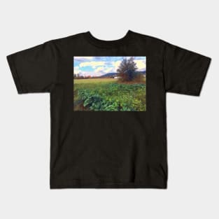 Verdant field at dusk Kids T-Shirt